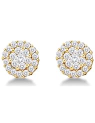 14K White Gold Channel Invisible Set Round Diamond Flower Stud Earrings - (3/4 cttw)