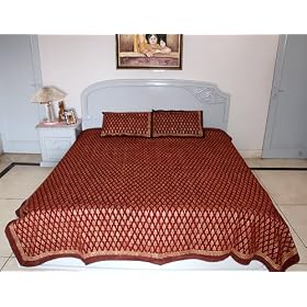 Boho Designer King Size Gold Print Bedspread/Tapestry with Pillow covers