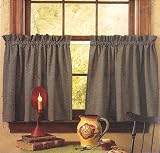 Country Kitchen Plaid Maroon Red Olive Green Check Window Curtain Tiers