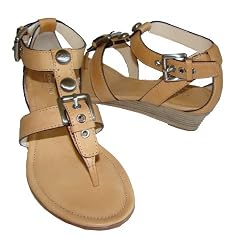 Coach Viktoria Vachetta Burnished Wedge 1.5" Heel Sandals Shoes 8.5 Tan