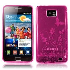 Silikonh�lle Gel Case Tasche f�r das Samsung i9100 Galaxy S2 inkl. Gratis Displayfolie Butterfly Pink