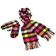 Softer than Cashmere? Scarf Gloves Set Plaid Fuchsia Pink with Multiple Colors