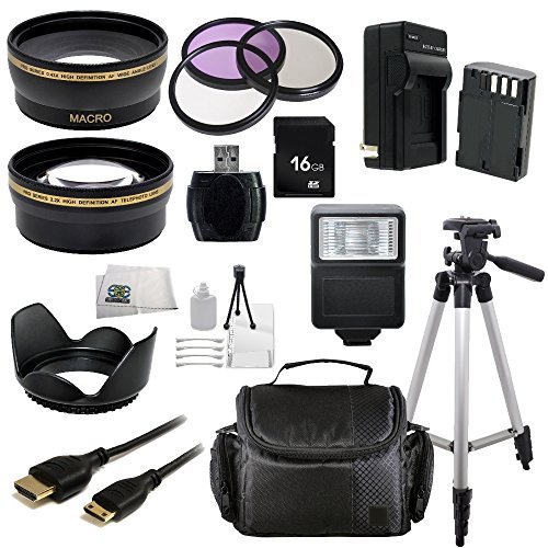 16GB Deluxe Starter Accessory Kit for Pentax SLR 645D K-01 K-3 K-5 K-5 II K-5 IIs K-7 (Which have Pentax 18-55mm or 50mm f/1.8 Lenses). Includes Wide Angle & Telephoto Lenses + 3 Piece Filter Kit (UV-CPL-FLD) + Extended Life Replacement Battery(D-LI90) + Mini HDMI + Carrying Case + Full size Tripod + More