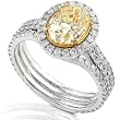 One of a Kind 1-7/8ct TDW Fancy Light Yellow Diamond Ring in 18kt Gold