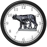 Romulus and Remus Nursed by Wolf Statue Wall Clock by WatchBuddy Timepieces (Hunter Green Frame)