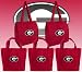 UGA University of Georgia Bulldogs Dawgs NCAA Logo Shopping Bags 5 Pc Set Reusable Grocery Bags 2 Insulated Zipper Closure Bags and 3 College Logo Re-Usable Shopping Bags