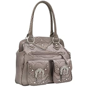 Lou-Ella Glam Rock Collection Designer Large Frame Bag in Silver and Pearl