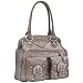Lou-Ella Glam Rock Collection Designer Large Frame Bag in Silver and Pearl