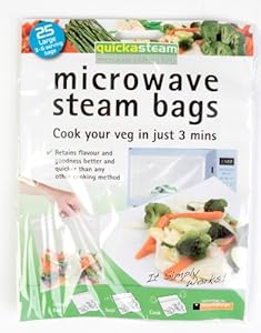 Set of 25 Quickasteam Microwave Steamer Bags, Case Pack of 80