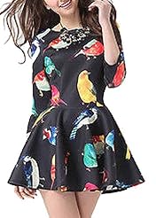 Junior Long Sleeves Floral Print Spring  Dress