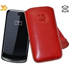 Suncase Ledertasche (Lasche mit R�ckzugfunktion) f�r Motorola Gleam rot