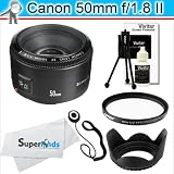 Canon EF 50mm f/1.8 II Camera Lens + Tiffen UV Protector Filter + Deluxe Accessory Bundle for Canon EOS Rebel Digital SLR Cameras