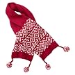 Chunky Jaquard Scarf With Pom Poms - Pink