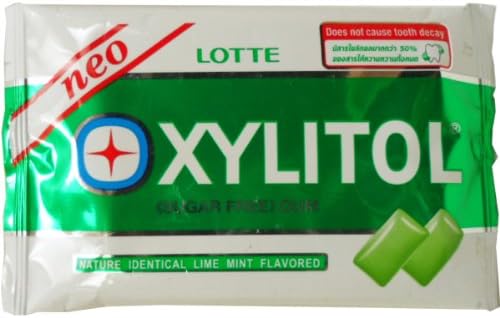 Lotte Xylitol Neo Dental Health Chewing Gum Lime Mint Flavored Sugar Free 12 G (8 Pellets) X 10 Bags