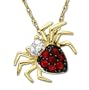 14k Yellow Gold Ruby and Diamond Spider Pendant, 18"