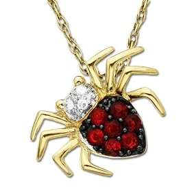 14k Yellow Gold Ruby and Diamond Spider Pendant, 18 by Amazon.com Collection