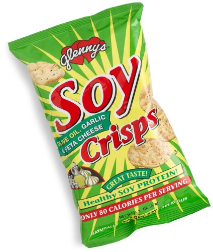 Glenny's Soy Crisps, Olive Oil Garlic & Feta Cheese, 1.3-Ounce Bags (Pack of 24) by Glenny's