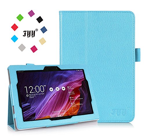 [Corner Protection] ASUS Transformer Pad TF103C Case Cover, FYY® Premium Soft Folio PU Leather Case for ASUS Transformer Pad TF103C Cyan (With Auto Wake/Sleep Feature)