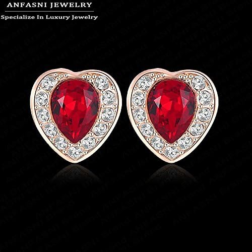 LAPRAPHA Fashion Love Gift High Imitative Ruby Earrings Austrian Clear Crystal Heart Earrings For Wedding