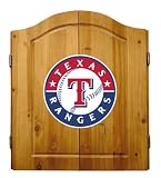 Imperial Texas Rangers Licensed Solid Pine Cabinet and Bristle Dartboard Set