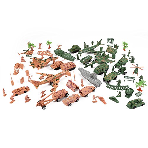 Deluxe Action Figures Army Men Soldier Military Playset with Scaled Vehicles (73 pcs)