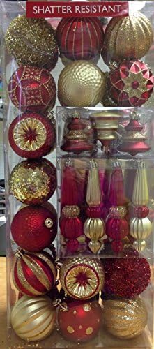 Shatter Resistant Ornaments 50 PC RED GOLD
