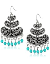 Beaded Filigree Tiered Burnished Gold Tone Earrings