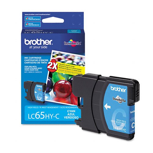2 Pack Brother LC65HYC (LC-65HYC, LC-65-HYC) Cyan High Yield OEM Genuine Inkjet/Ink Cartridge (750 Yield) - Retail