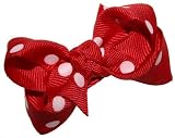 Baby Sz Large Polka Dot GrosGrain Tied Bow ~ Red w/ White Dots