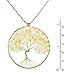 AeraVida Enhanced Yellow-White Citrine Stone Eternal Tree of Life Brass Long Necklace