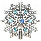 1.25 Vintage Jj Snowflake Tac Pin With Rhinestones In Pewter With Blue Finish