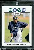 2008 Topps # 345 Carl Crawford - Tampa Bay Rays - MLB Baseball Trading Card in a Protective Screw Down Display Case