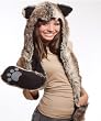 Wolf Full Animal Hood Hoodie Hat Faux Fur 3 in 1 Function
