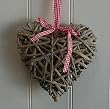 Rustic Willow Entwined Heart with Red Check Gingham Ribbon
