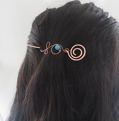 Spiral Hair Pin, Copper Hair Clip, Hair Accessory, Bun Clip, Hair Clasp, Wire Wrapped, Women, Girls