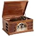 Zyon Wooden Retro Turntable 3 Speed Record Player AM/FM Radio CD and Cassette Player - (Mahogany)