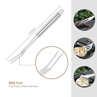 Deik Professional BBQ Grill Tools Set - HEAVY DUTY THICKER STAINLESS STEEL - Grade Barbecue Accessories - 3 Piece Utensils Kit Includes Spatula Tongs & Fork - Ideal Birthday Gift