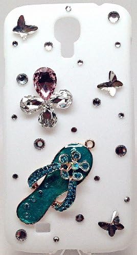 Blue Flip Flop Bling Crystal Case Cover for Samsung Galaxy S4 IV i9500 Shoe Sandal