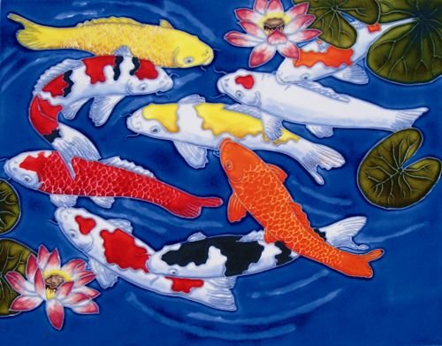 11x14 Art Tile - Koi Fish