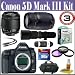 Canon EOS 5D Mark III 22.3 MP Full Frame CMOS Digital SLR Camera with Tamron AF 28-80mm f/3.5-5.6 Aspherical Lens & Tamron AF 75-300mm f/4.0-5.6 Zoom Lens + Super Telephoto Lens Kit