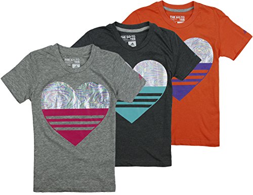 Adidas Big Girls Metallic Lovely Heart Short Sleeve Tee