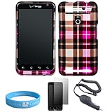 Pink Plaid Design Front and Back Snap On Hard Shell Protector Case for Veri ....