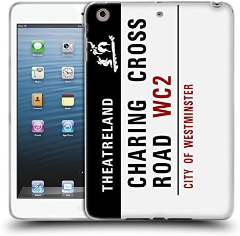 Official London Street Signs Charing Cross Road Black Theatreland Soft Gel Case for Apple iPad mini 1 / 2 / 3