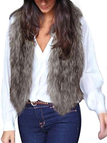 OVERMAL Lady Faux Fur Vest Waistcoat Long Hair Winter Warm Coat Outwear (ASIA S)
