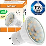 GU10 15 SMD LED Schutzglas [sebson�] (420lm - Warm-Wei� - 15 x 5630 SMD LED - 110� Abstrahlwinkel - GU10 Sockel - 230V AC - 5W - �50�58mm)