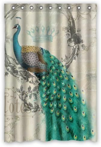48"(Width)x 72"(Height) Art Nouveau Peacock Feather Standard Waterproof Shower Curtain - 100% Polyester