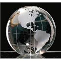Globe 3.25 Inch High Crystal Paperweight / Figurine