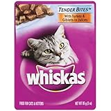 Whiskas Tender Bites with Turkey and Giblets in Juices Food for Cats, 3-Ounce Pouches (Pack of 24)