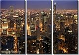 Framed Huge 3 Panel Modern City Art Chicago Skyline Giclee Canvas Print