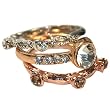 Sparkling Crystal Triple Silver Rose and Gold Tone Stackable Ring Set